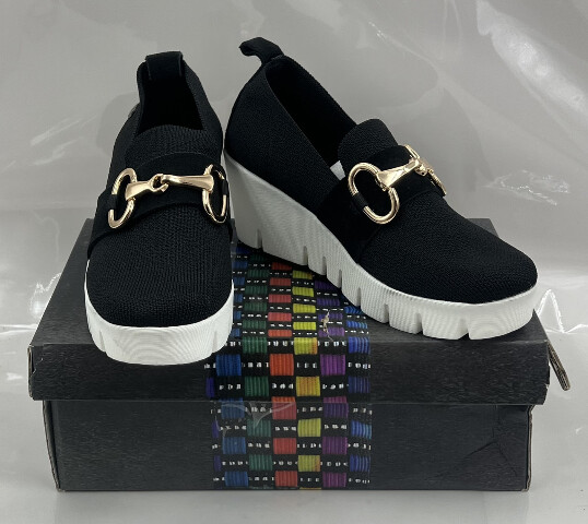 BERNIE MEV NEW YORK VENTI CARLO WEDGES IN BLACK AND WHITE SIZE 37 EU 6.5 WOMENS