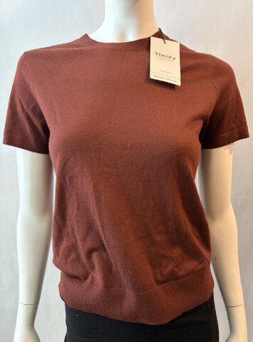THEORY WOMEN'S MERINO WOOL BASIC TEE OXBLOOD RED SZ MEDIUM M MSRP $215 O0711710