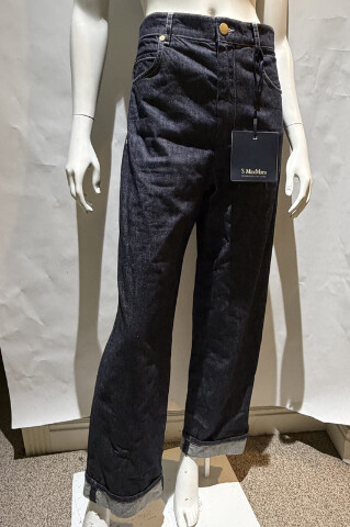 S MAX MARA WOMEN'S DENIM PANTS STRAIGHT CUT IN DARK WASH SAMPLE SMM CHIARA SZ 8