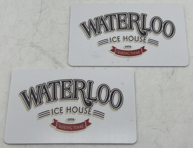 LOT OF 2 WATERLOO ICE HOUSE $25 DOLLAR GIFT CARDS ($50 TOTAL)