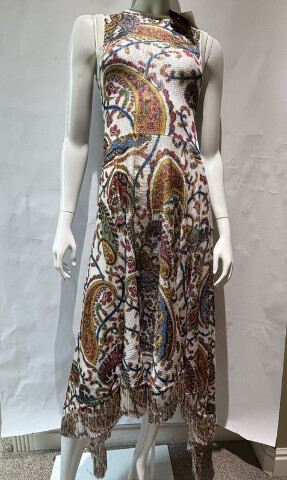 ETRO KNITTED MIDI DRESS W FRINGING FLORAL PAISLEY MOTIF WRKA0122AKD50 SZ 38