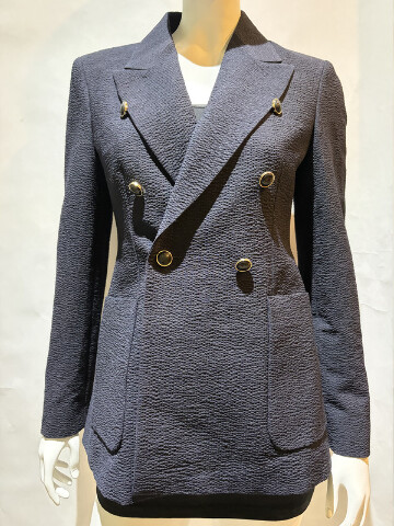 MAX MARA WOMEN'S WOOL SEERSUCKER JACKET IN ULTRAMARINE SAMPLE MXM RICETTA SZ 8