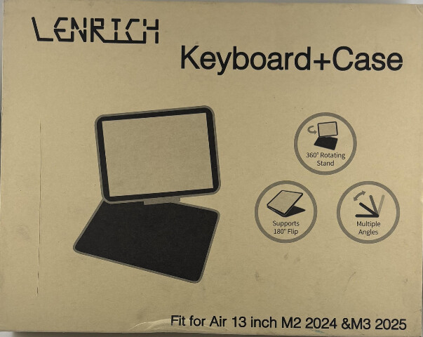 LENRICH 13A-1 KEYBOARD + CASE FOR IPAD AIR 13 M3 2025&M2 2024 BLACK