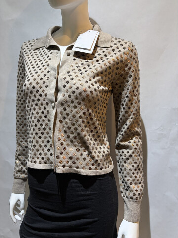 MAX MARA WOMEN'S SEQUINED WOOL CARDIGAN BROWN SAMPLE MXM RAGNO SIZE MEDIUM NWT