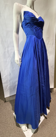 BLONDIE NITES BEADED DETAIL STRAPLESS SATIN GOWN IN ROYAL BLUE 5966BN SIZE 5