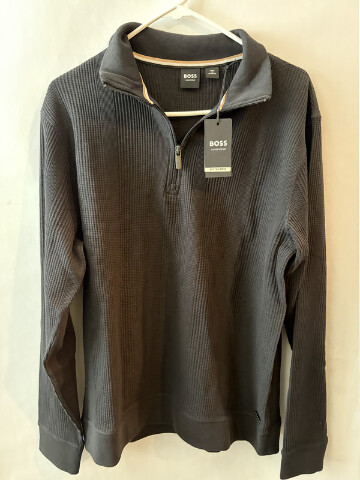 BOSS STRUCTURE MEN'S 1/4 ZIP SWEATSHIRT WAFFLE IN BLACK SIZE MEDIUM BMB-022