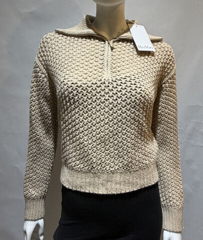 MAX MARA WOMEN'S WOOL CASHMERE LUREX SWEATER ALBINO MXM TEQUILA MEDIUM M SAMPLE