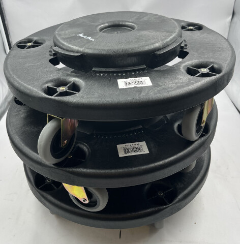 LOT OF 3 PLASTIC PRINCE P575-01029 18" BLACK ROUND TRASH CAN DOLLY 18X18X6"