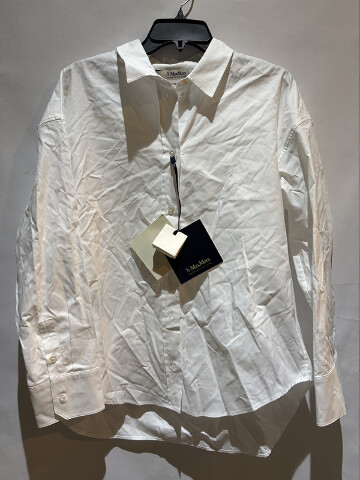 MAX MARA WOMEN'S COTTON OXFORD BUTTON DOWN SHIRT WHITE SAMPLE SMM ADELE SZ 8 NWT