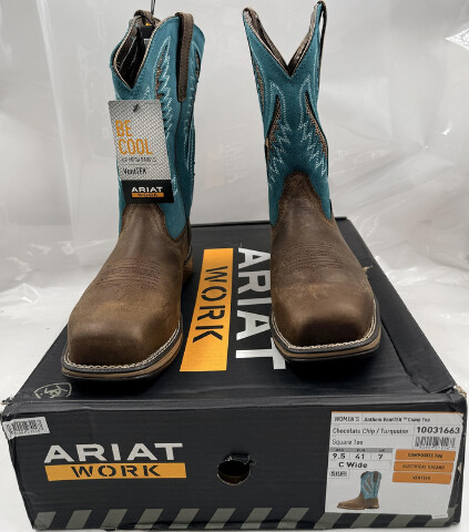 ARIAT 10031663 WOMENS ANTHEM VENTTEK COMP TOE BOOT CHOCOLATE CHIP/TURQUOISE 9.5C