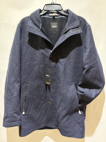 BOSS MEN'S H-CAMRON-234 CAMRON COAT SPECKLED NAVY TAILORED OVERCOAT SIZE 40R NWT
