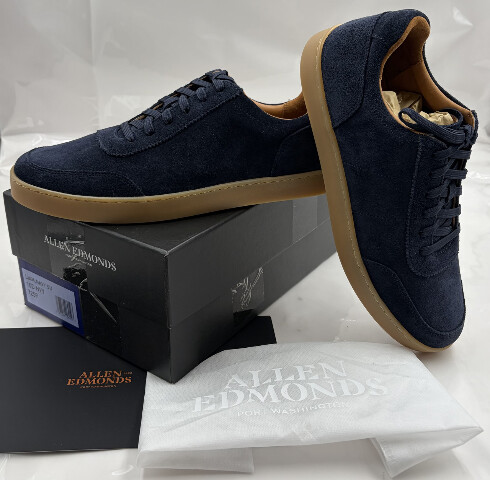ALLEN EDMONDS MEN'S LIAM LACE UP SNEAKER SUEDE COLOR NAVY 7259 SIZE 10D