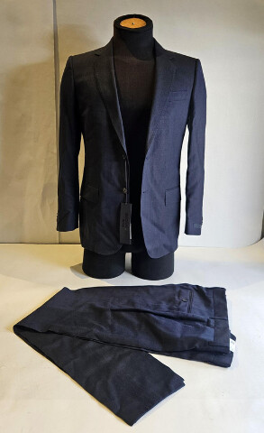 HUGO BOSS BECKHAM 50549196 TWO-PIECE SUIT VIRGIN WOOL SILK LINEN 42R DARK BLUE