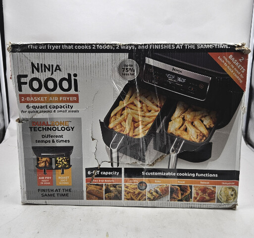 NINJA FOODI DZ090 6QT 5-IN-1 2-BASKET AIR FRYER WITH DUALZONE TECHNOLOGY