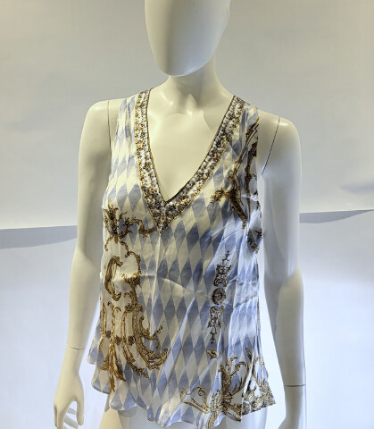 CAMILLA THRONE GAMES V NECK TOP WITH KNOT BACK SZ XLARGE XL RRP $525.00 TOPA113