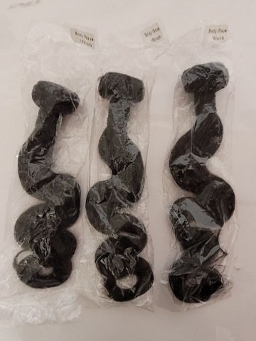 LOT OF 3 - BODY WAVE 16" DARK BROWN HAIR EXTENSION BUNDLES