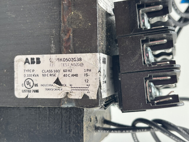 LOT OF 3 ABB 9T58K0507G38 CLASS180 INDUSTRIAL CONTROL TRANSFORMER