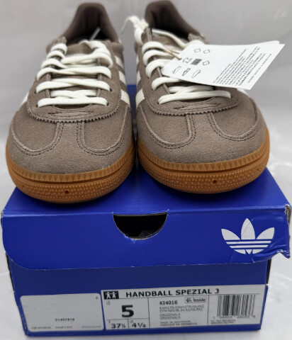 ADIDAS HANDBALL SPEZIAL J KI4016 YOUTH SIZE 5 BROWN AND WHITE CASUAL SNEAKERS
