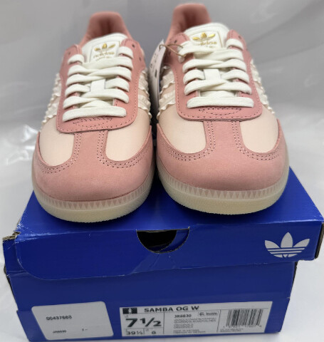ADIDAS SAMBA OG W JR8830 WOMENS SIZE 7.5 PINK & WHITE RUFFLE STRIPES CASUAL SHOE