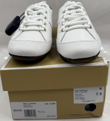 MICHAEL KORS KEELY TRAINER 43S6KLFS1L WOMENS SIZE 7.5 OPTIC WHITE SNEAKERS