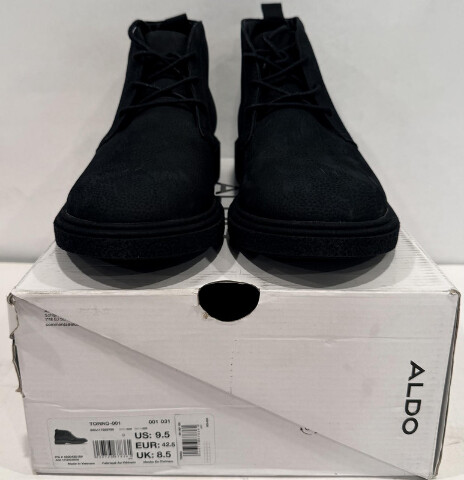 ALDO TORRO 001-001-031 17258795 MENS SIZE 9.5 EU 42.5 BLACK LEATHER CHUKKA BOOTS
