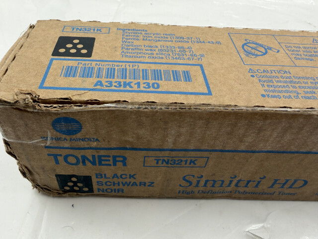 KONICA MINOLTA GENUINE TN321K INK CARTRIDGE COLOR BLACK A33K130 OPEN BOX