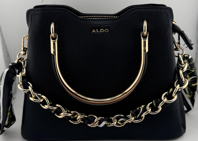 ALDO ARRAYANN 14143531 WOMENS BLACK PEBBLE LEATHER SATCHEL BAG