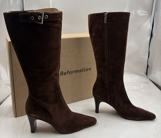 REFORMATION WOMEN'S TATYANA SUEDE KNEE BOOT COLOR ESPRESSO 1318910ESP SIZE 7.5