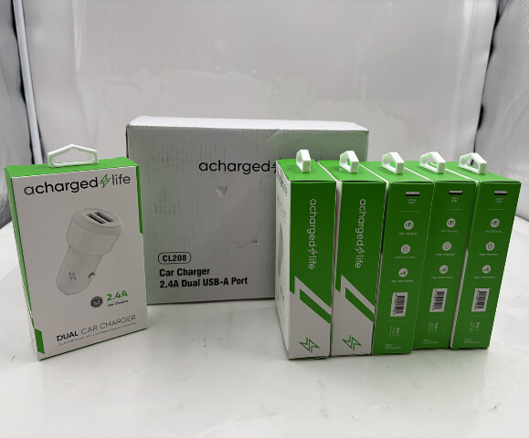 LOT OF 6 CHARGED LIFE DUAL CAR CHARGER CL208 DUAL USB-A PORT