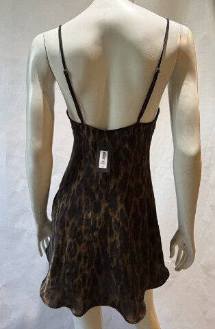 ARITZIA TEN CONFESSION MICRO SLIP SATIN DRESS CELLO BROWN BLACK 131837 SIZE 4