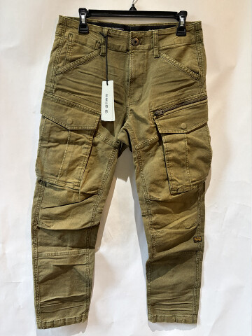 G STAR MEN'S ROVIC ZIP 3D REGULAR TAPER PANTS IN DARK OLIVE SIZE 33/34 MSRP 190$