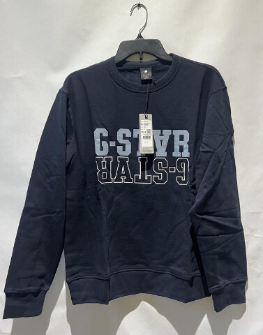 G-STAR LOGO SWEATSHIRT MU HODSON SWEATER IN COLOR SALUTE SIZE SMALL S DARK BLUE