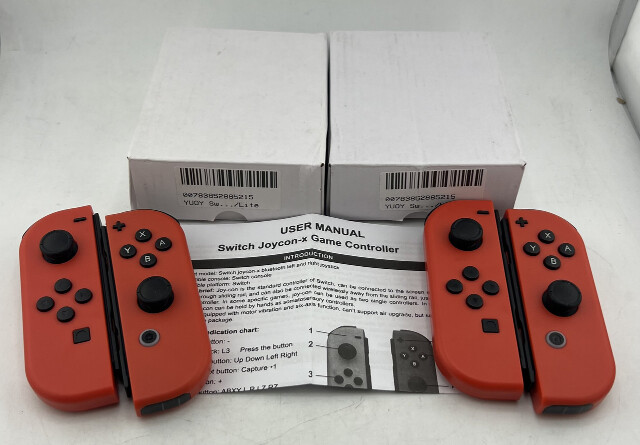 LOT OF 2 GENERIC SWITCH JOYCON-X LEFT/RIGHT WIRELESS BLUETOOTH CONTROLLER ORANGE