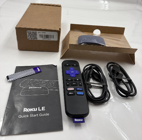 ROKU LE 3930S4 HDR STREAMING MEDIA PLAYER W REMOTE AND HDMI CABLE