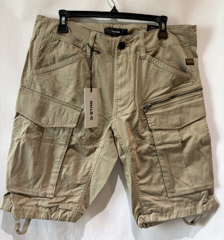 G-STAR MEN'S ROVIC ZIP 3D REGULAR TAPER SHORTS IN DUNE SIZE 33/30 MSRP 110$