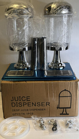 4.4 GALLON DUAL HEADED STAINLESS STEEL JUICE DISPENSER W/ SPIGOT TRAY & ICE CORE