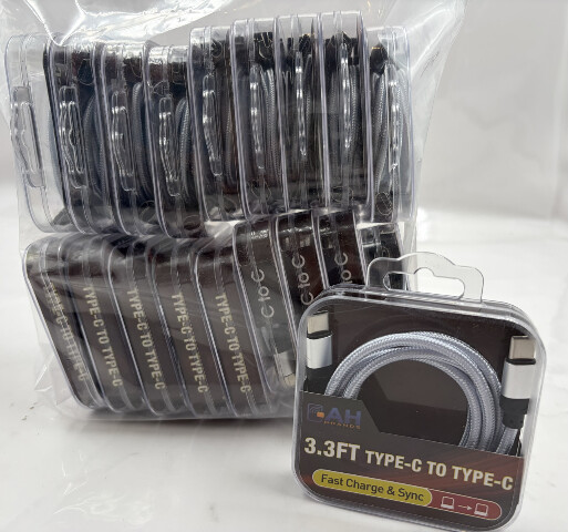 LOT OF 19 AH BRANDS 3.3FT TYPE-C TO TYPE-C STURDY CABLE GRAY