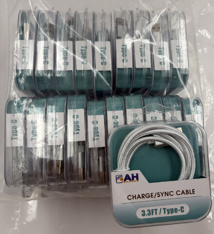 LOT OF 19 AH BRANDS 3.3FT TYPE C TO SYNC CABLE STURDY CABLE GRAY