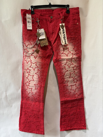 WATSON LUXE MEN'S RED STAR KNEE FADED JEANS SIZE 36 WTSN021-DNM-02 BNWT
