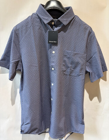 MIZZEN+MAIN MEN'S LEEWARD SS DRESS SHIRT COASTAL PRINT TBU69-CFM SZ MEDIUM TRIM
