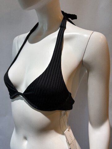 L*SPACE WOMEN'S ISA BIKINI TOP RIBBED FABRIC IN BLACK EOIST25 SIZE SMALL S