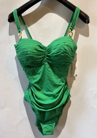 BLEU ROD BEATTIE LOVE BLOOMS SOLID ONE PIECE SWIMSUIT IN CLOVER RBLO26978 SZ 14