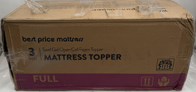 BEST PRICE MATTRESS WT-SG-OC3F 3IN SWIRL GEL OPEN CELL FOAM TOPPER FULL SIZE
