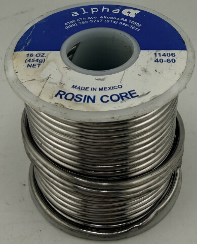 ALPHA 11406 40-60 ROSIN CORE 0.09" SOLDER TIN/LEAD WIRE 16 OZ 454G