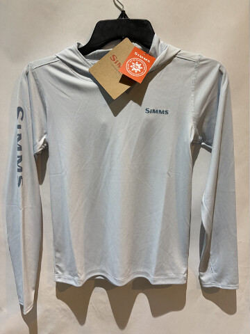 SIMMS K'S KIDS SOLAR TECH HOODY IN BIMINI BLUE 12895-1168-20 SIZE S SMALL NWT