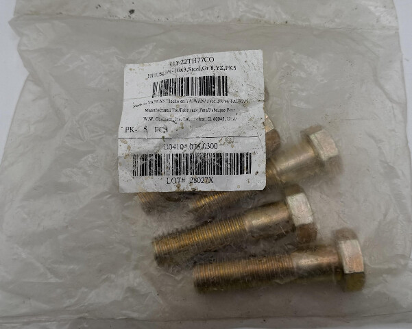 GRAINGER U04104.075.0300 22TH77 HHCS 3/4-10X3 STEEL GR 8 YZ PK5