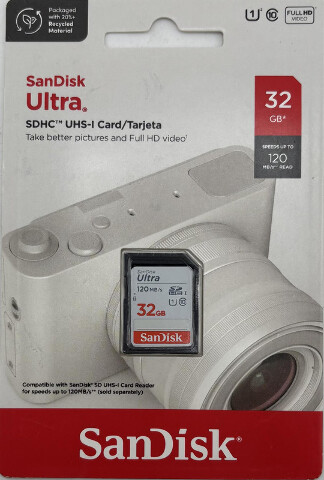 SANDISK ULTRA 32GB SDHC UHS-1 CARD 120MB/S CAMERA/VIDEO STORAGE CLASS 10