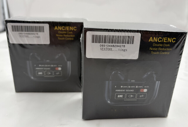 LOT OF 2 VEATOOL ANC/ENC WIRELESS BLUETOOTH EARBUDS DOUBLE DARK NOISE REDUCTION