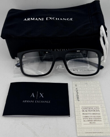 ARMANI EXCHANGE AX 3125U 8078 MENS MATTE BLACK 55-19 145 55MM EYEGLASSES FRAMES