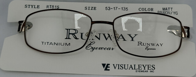 RUNWAY EYEWEAR RT815 TITANIUM 53-17-135 WOMENS MATT BROWN/YG EYEGLASSES FRAMES